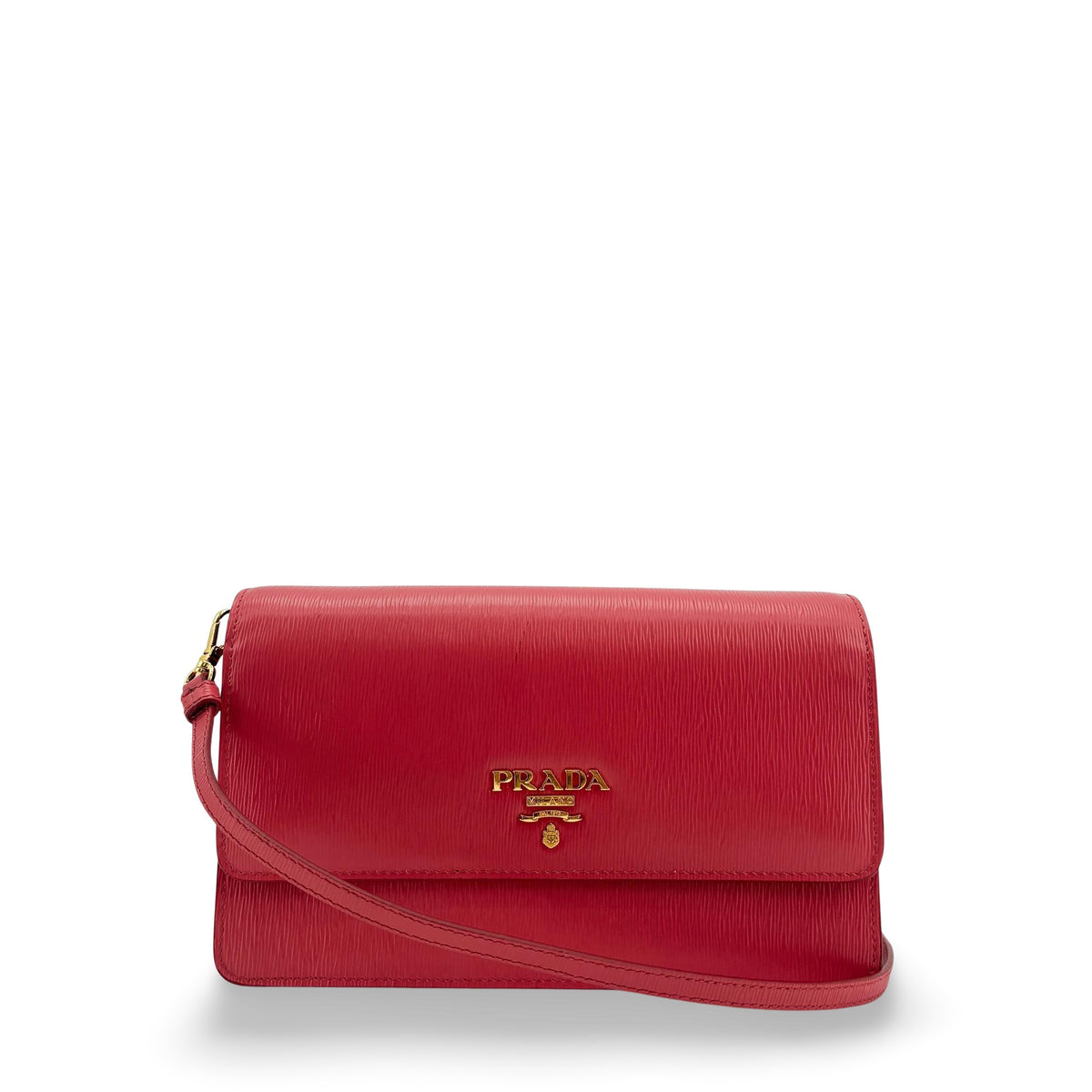 Prada Flap Vitello Move Red Calfskin Shoulder Bag Bag (Pre-Owned)