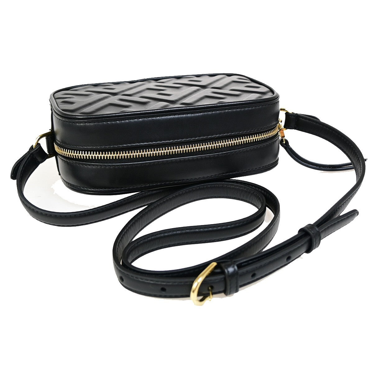 Fendi Camera Zucca Embossed Leather Black Leather Handbag (Pre-Owned)