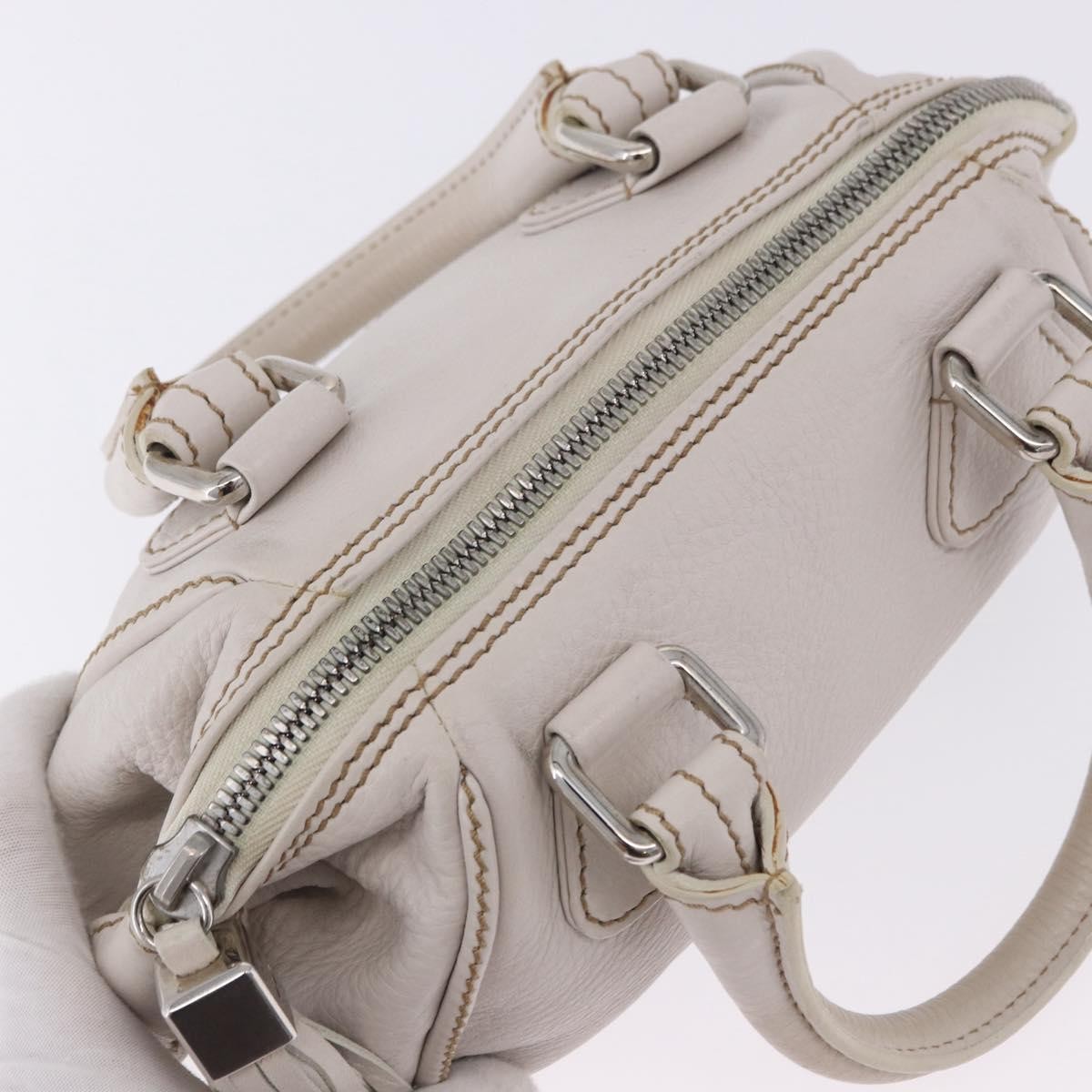 Chanel Lax Tassel Pebbled Leather White Leather Handbag (Pre-Owned)