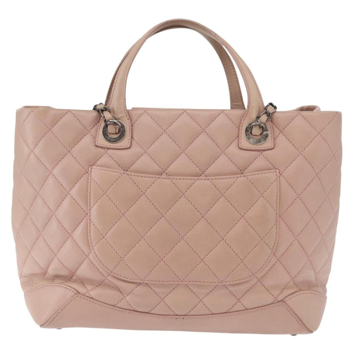 Chanel Easy Shopping Quilted Calfskin Pink Leather Tote Bag Bag (Pre-Owned)