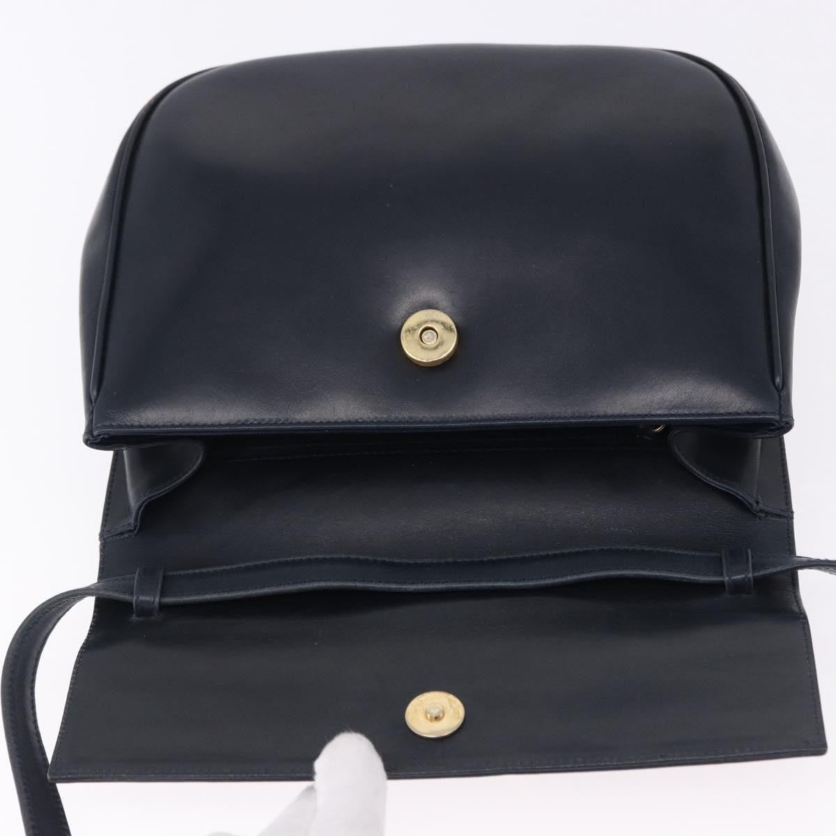 Salvatore Ferragamo Gancini Leather Navy Leather Shoulder Bag Bag (Pre-Owned)