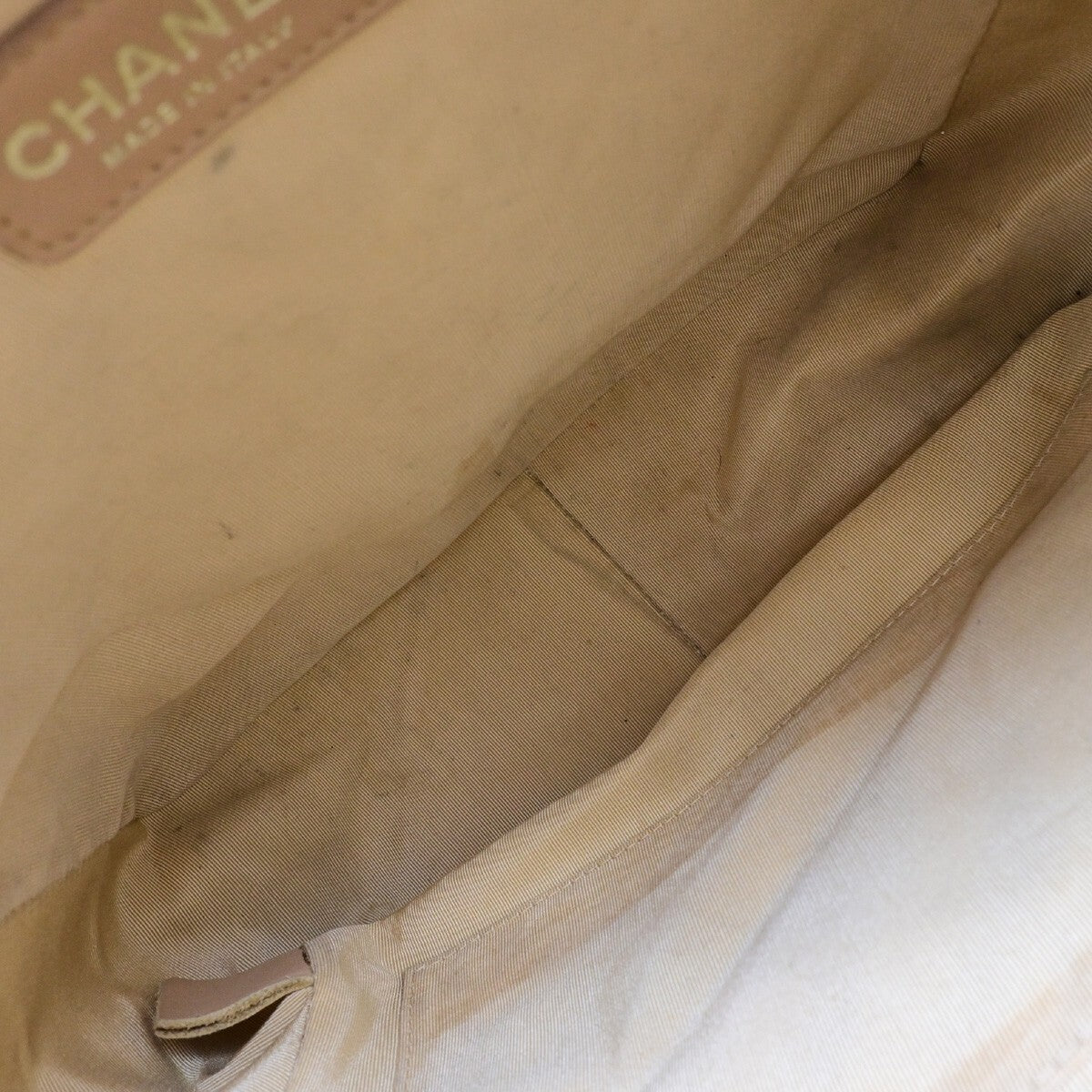 Chanel Petite Shopping Tote Quilted Caviar Beige Leather Bag (Pre-Owned)