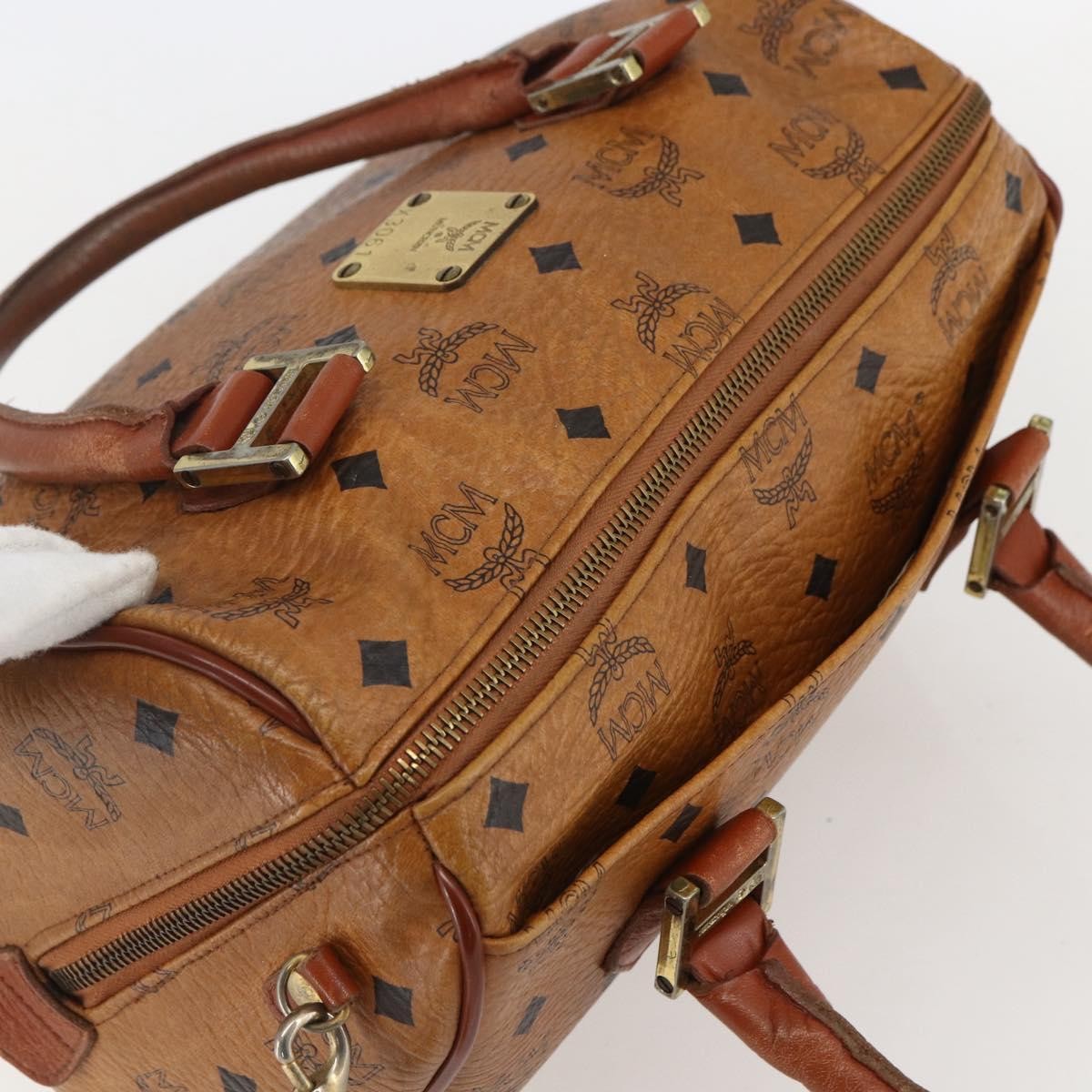 MCM Visetos Logogramme Leather Brown Leather Handbag (Pre-Owned)