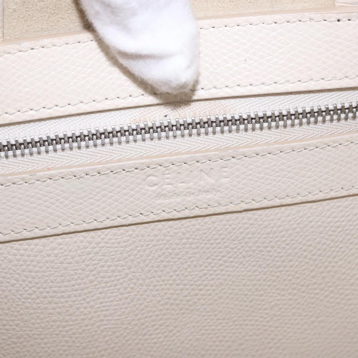 Celine Vertical Bi-Cabas Tote Leather White Leather Tote Bag Bag (Pre-Owned)