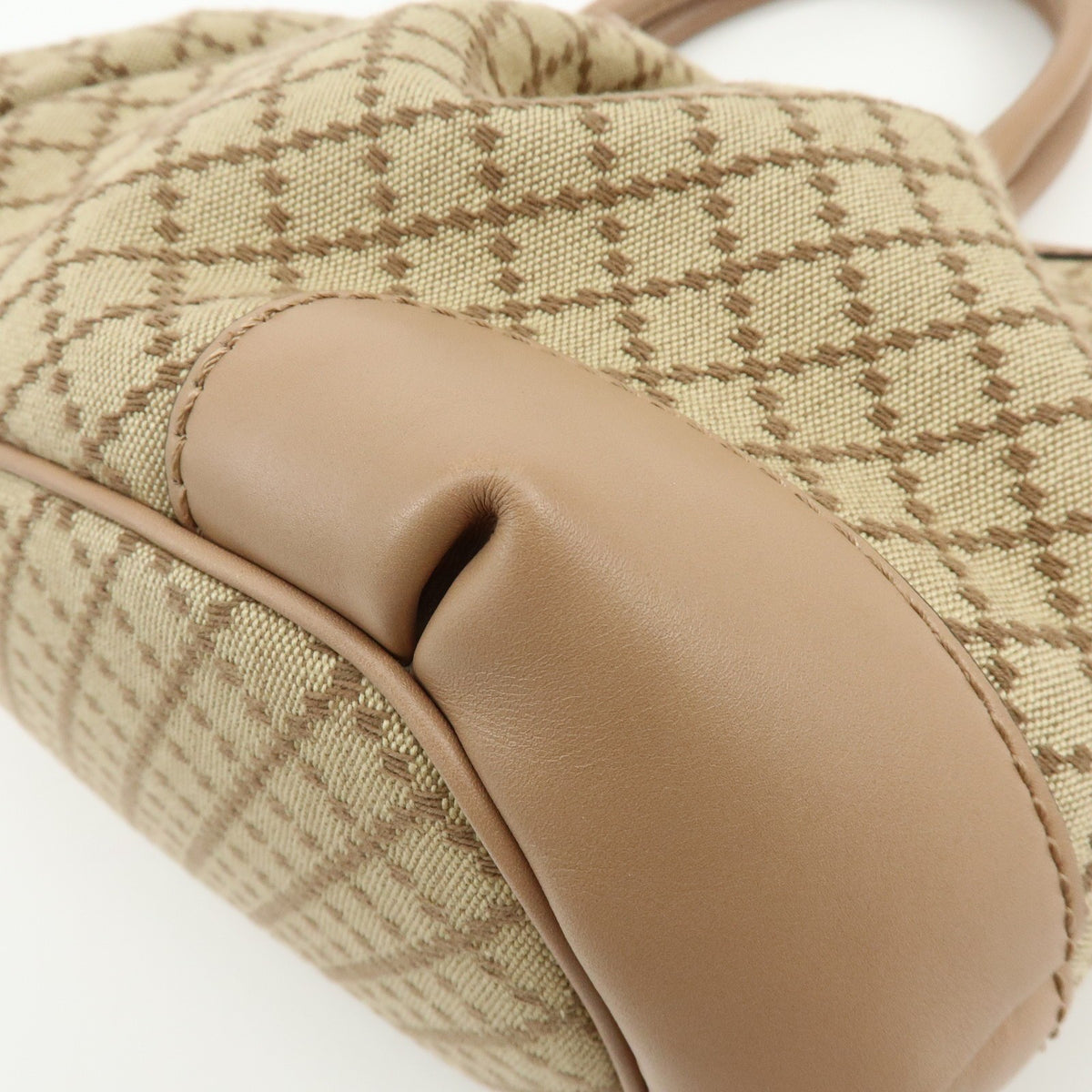 Gucci Sukey Diamante Canvas With Leather Beige Canvas Tote Bag Bag (Pre-Owned)