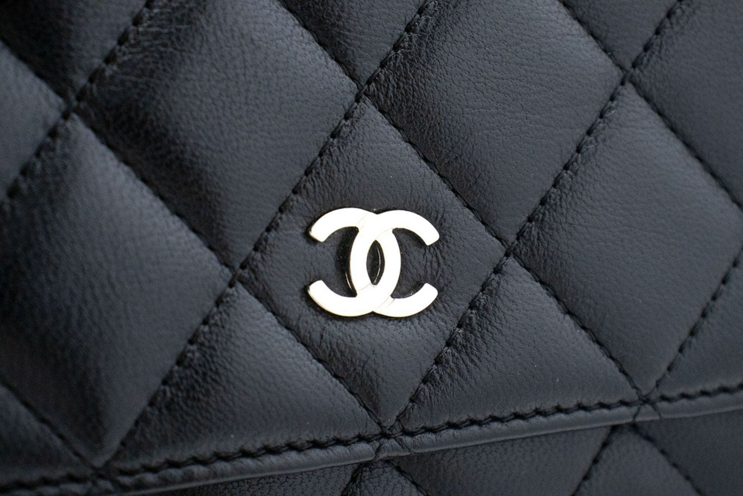 Chanel Wallet On Chain Quilted Lambskin Black Leather Wallets Accessory (Pre-Owned)