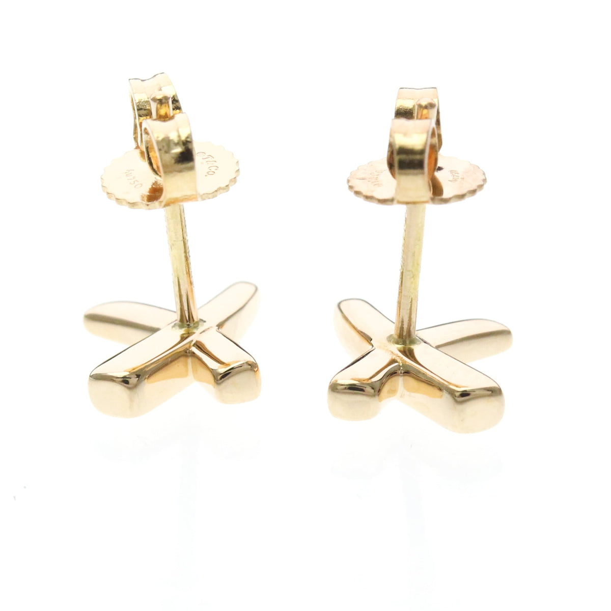 Tiffany & Co. Paloma Picasso Graffiti X Stud 18K Yellow Gold Pink Pink_Gold Earrings Jewelry (Pre-Owned)