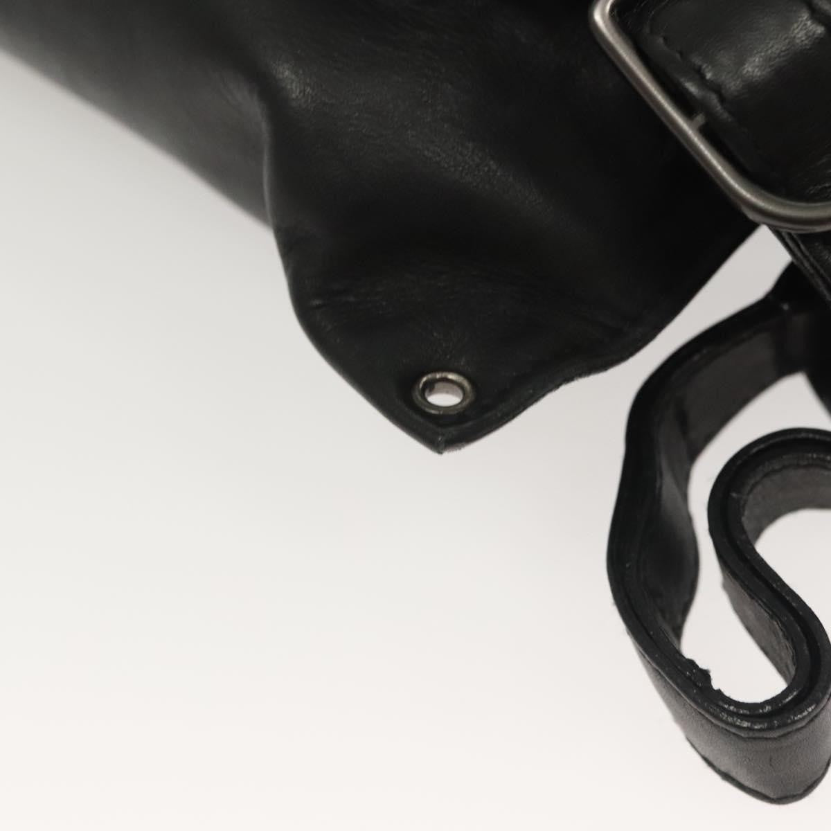 Bottega Veneta Utility Waist Leather With Intrecciato Black Leather Bag (Pre-Owned)