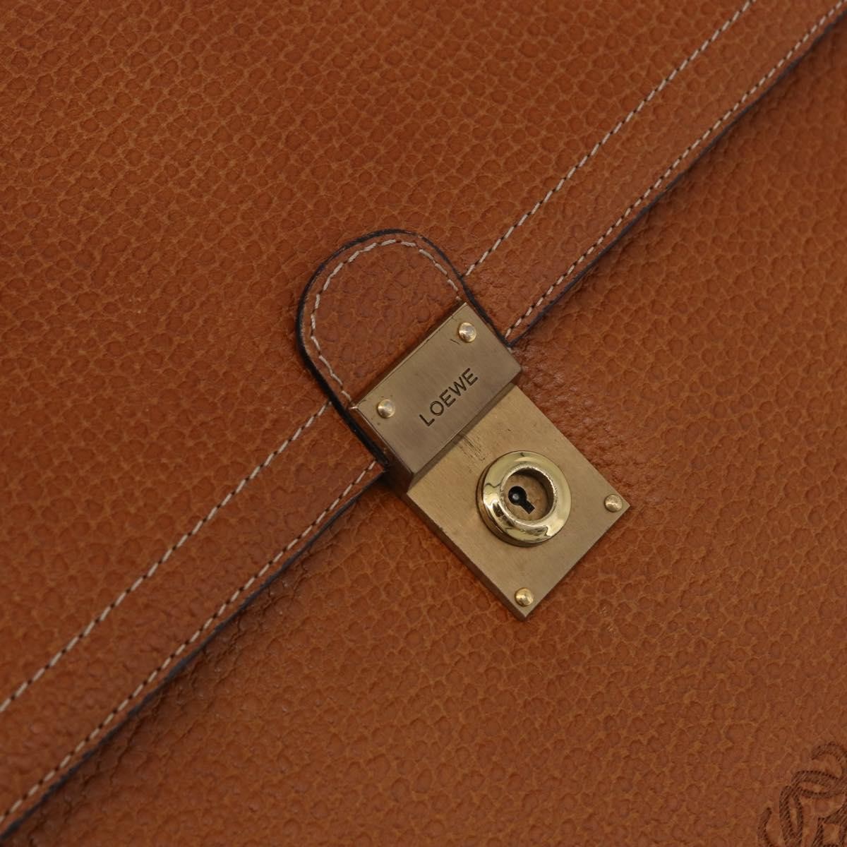 Loewe Anagram Business Leather Brown Leather Briefcase Bag (Pre-Owned)