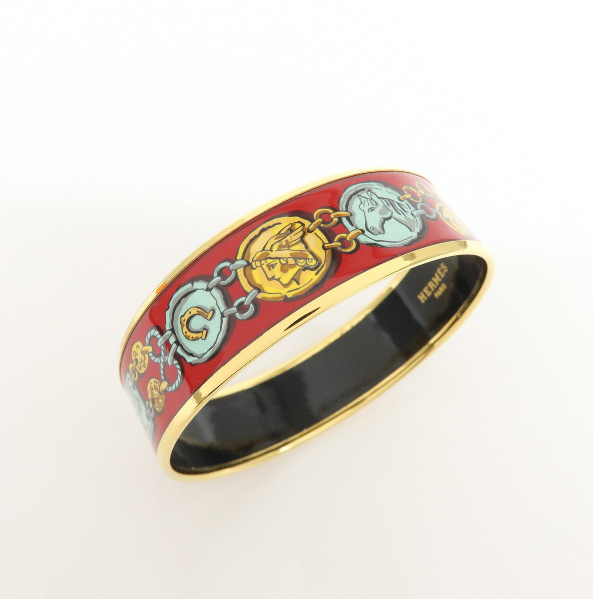 Hermes Bangle Printed Enamel Red Gold_Plated Bracelet Jewelry (Pre-Owned)