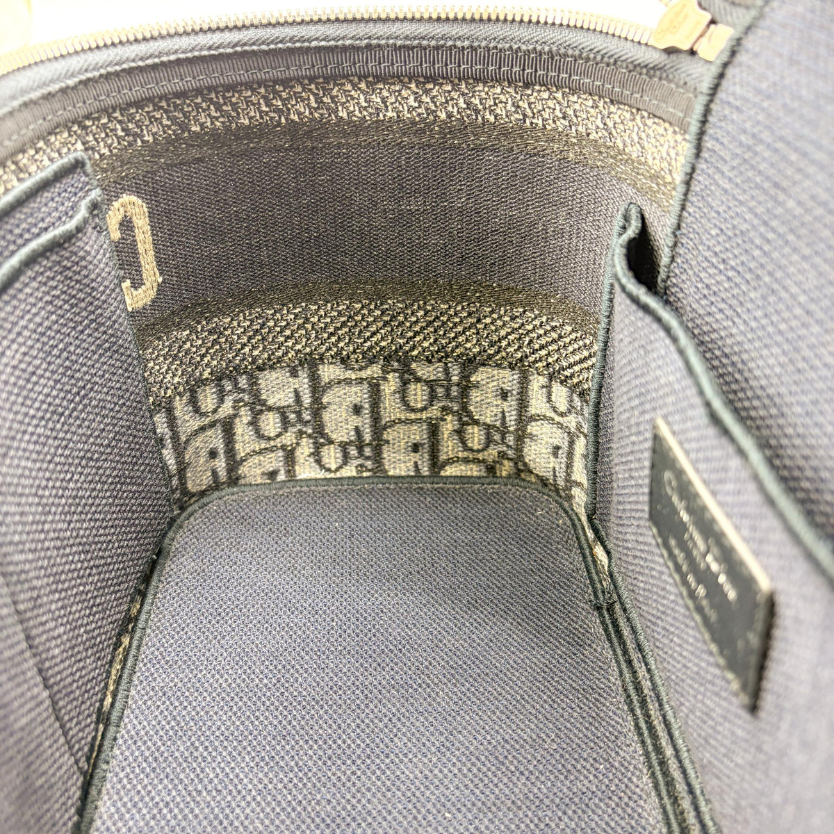 Christian Dior Diortravel Vanity Case Oblique Canvas Navy Canvas Handbag (Pre-Owned)