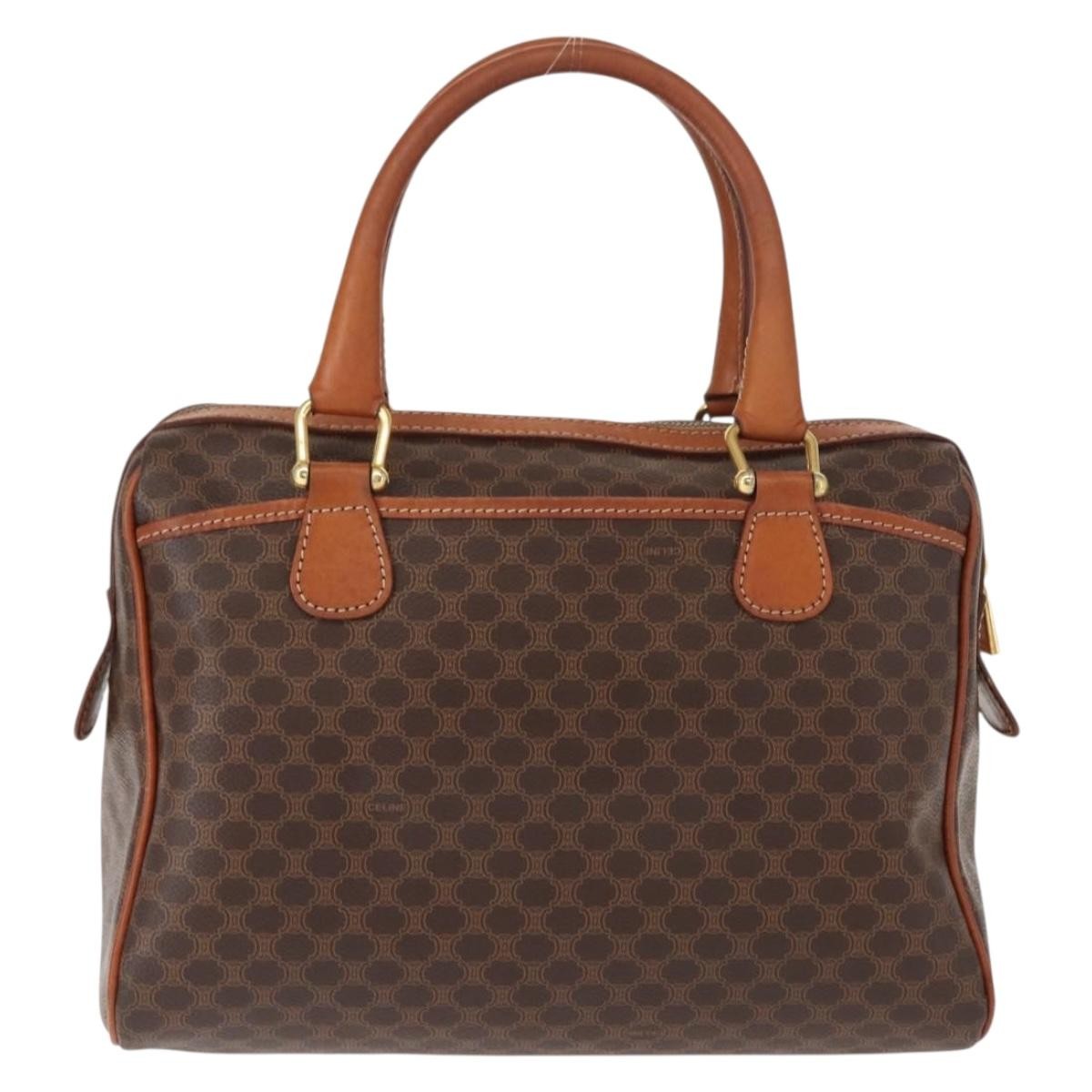 Celine Vintage Macadam Canvas And Leather Brown Canvas Handbag (Pre-Owned)