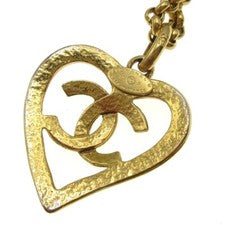 Chanel Cc Heart Pendant Metal Gold Gold_Plated Necklace Jewelry (Pre-Owned)