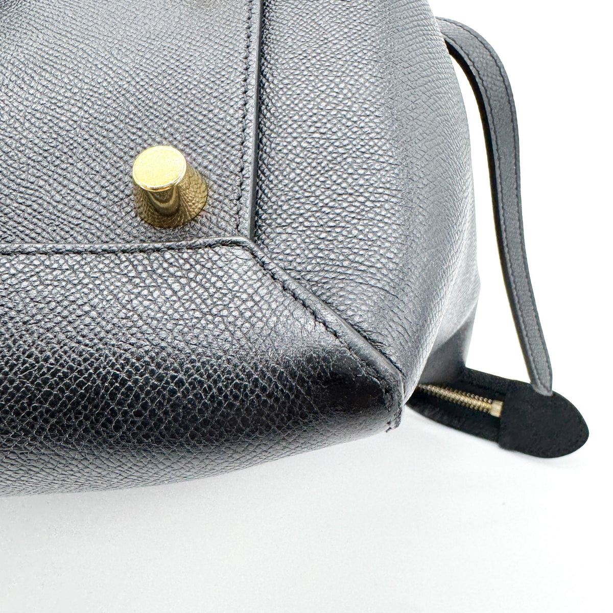 Celine Belt Calfskin Black Leather Handbag (Pre-Owned)