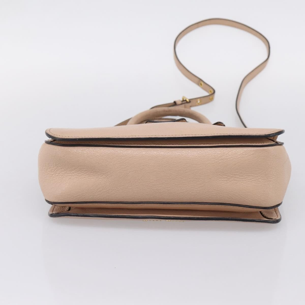 Miu Miu Madras Convertible Lock Leather Beige Leather Tote Bag Bag (Pre-Owned)