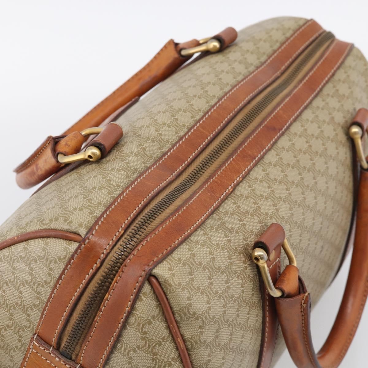 Celine Macadam Macadam With Leather Beige Canvas Tote Bag Bag (Pre-Owned)