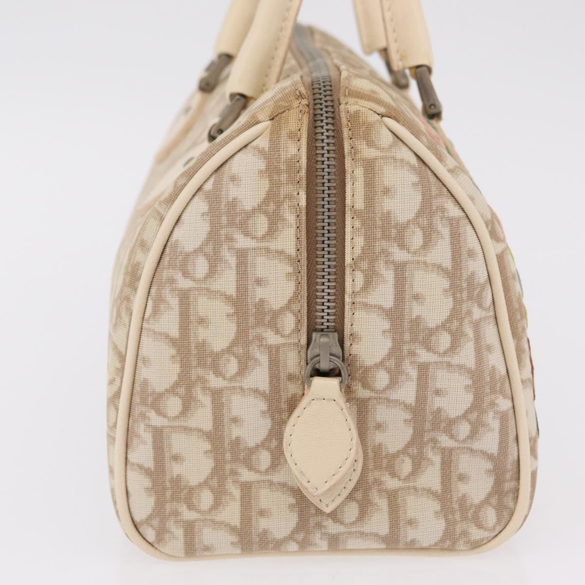 Christian Dior Vintage Boston Diorissimo Canvas Beige Canvas Handbag (Pre-Owned)