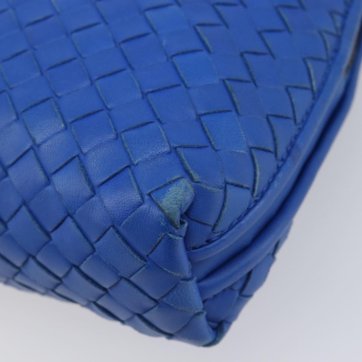 Bottega Veneta Nodini Intrecciato Nappa Blue Leather Shoulder Bag Bag (Pre-Owned)