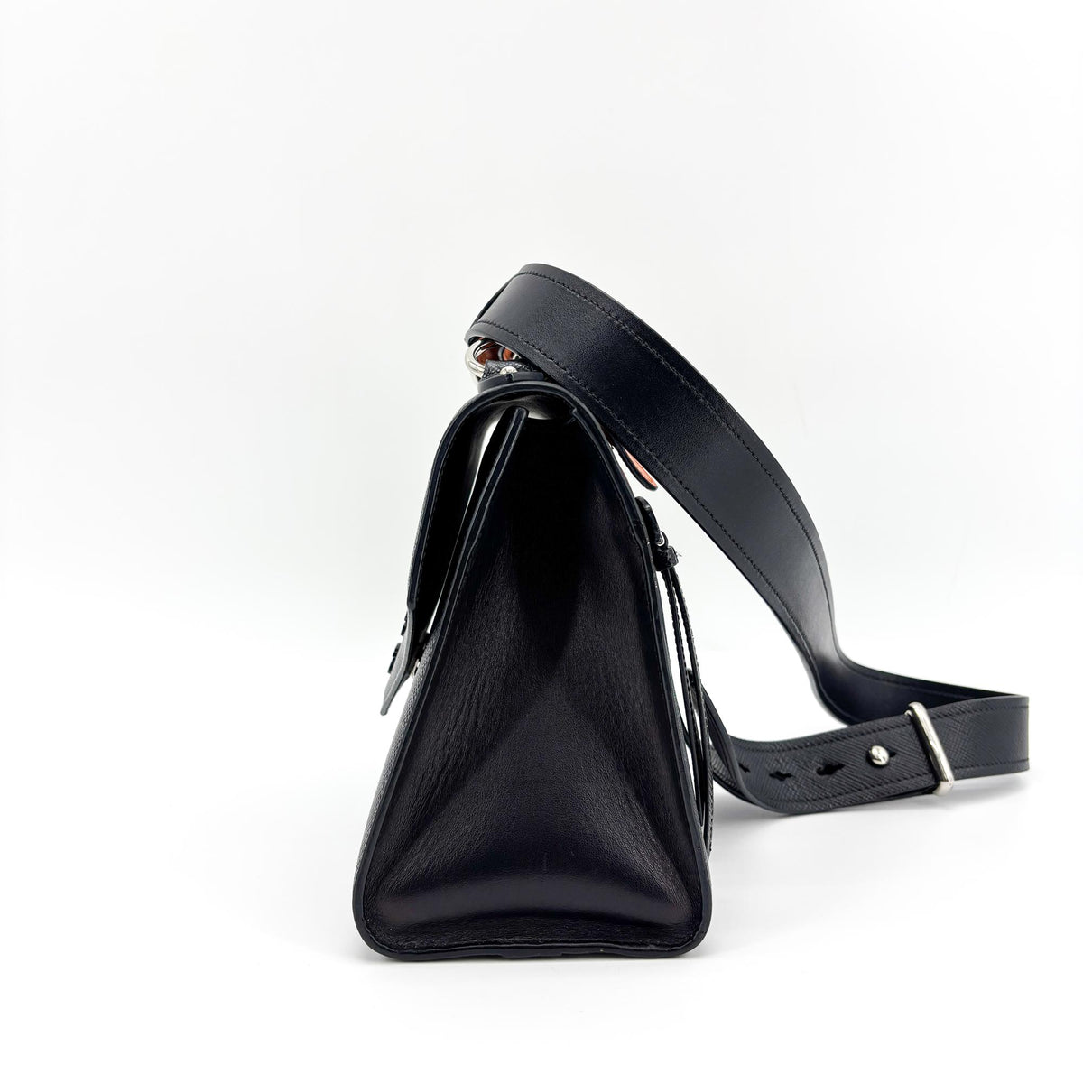 Prada Monochrome Saffiano Leather Navy Leather Tote Bag Bag (Pre-Owned)