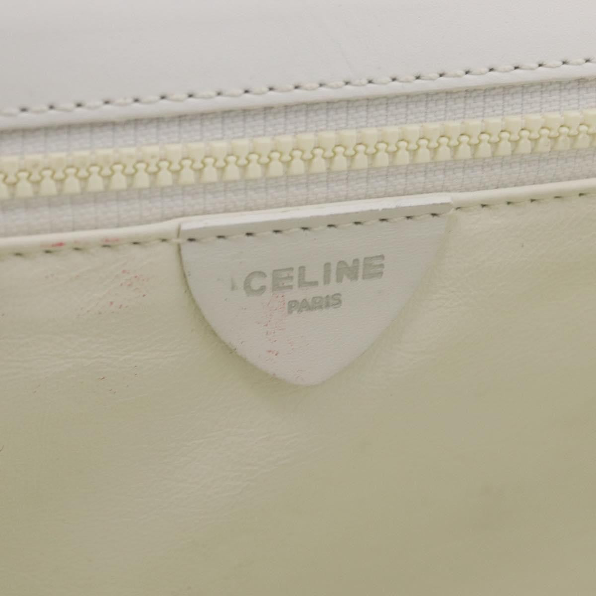 Celine Vintage Circle Logo Leather White Leather Crossbody Bag Bag (Pre-Owned)