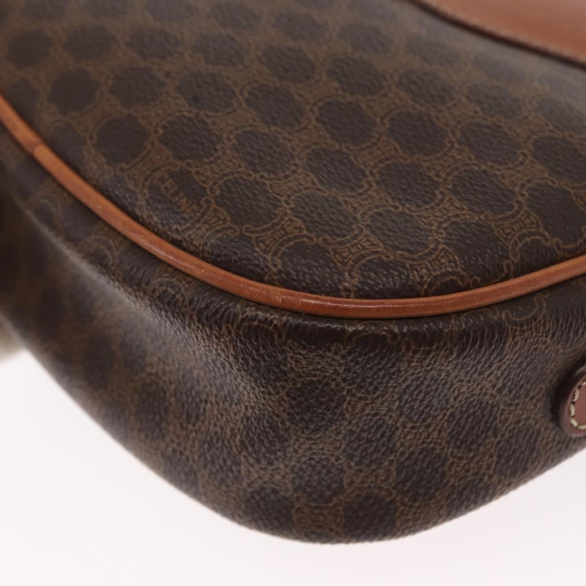 Celine Vintage Macadam Canvas And Leather Brown Canvas Shoulder Bag Bag (Pre-Owned)