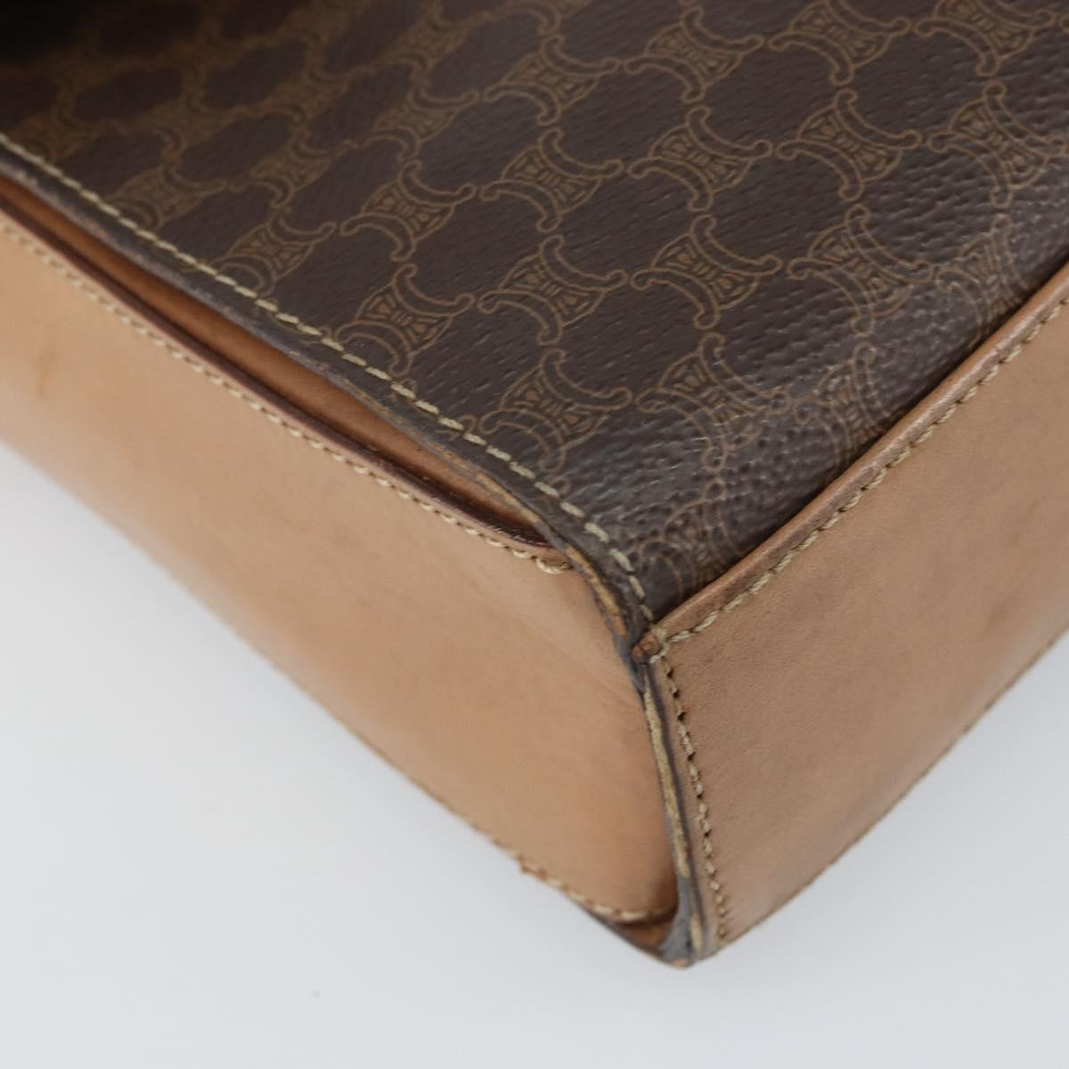 Celine Vintage Macadam Circle Logo Canvas And Leather Brown Canvas Shoulder Bag Bag (Pre-Owned)