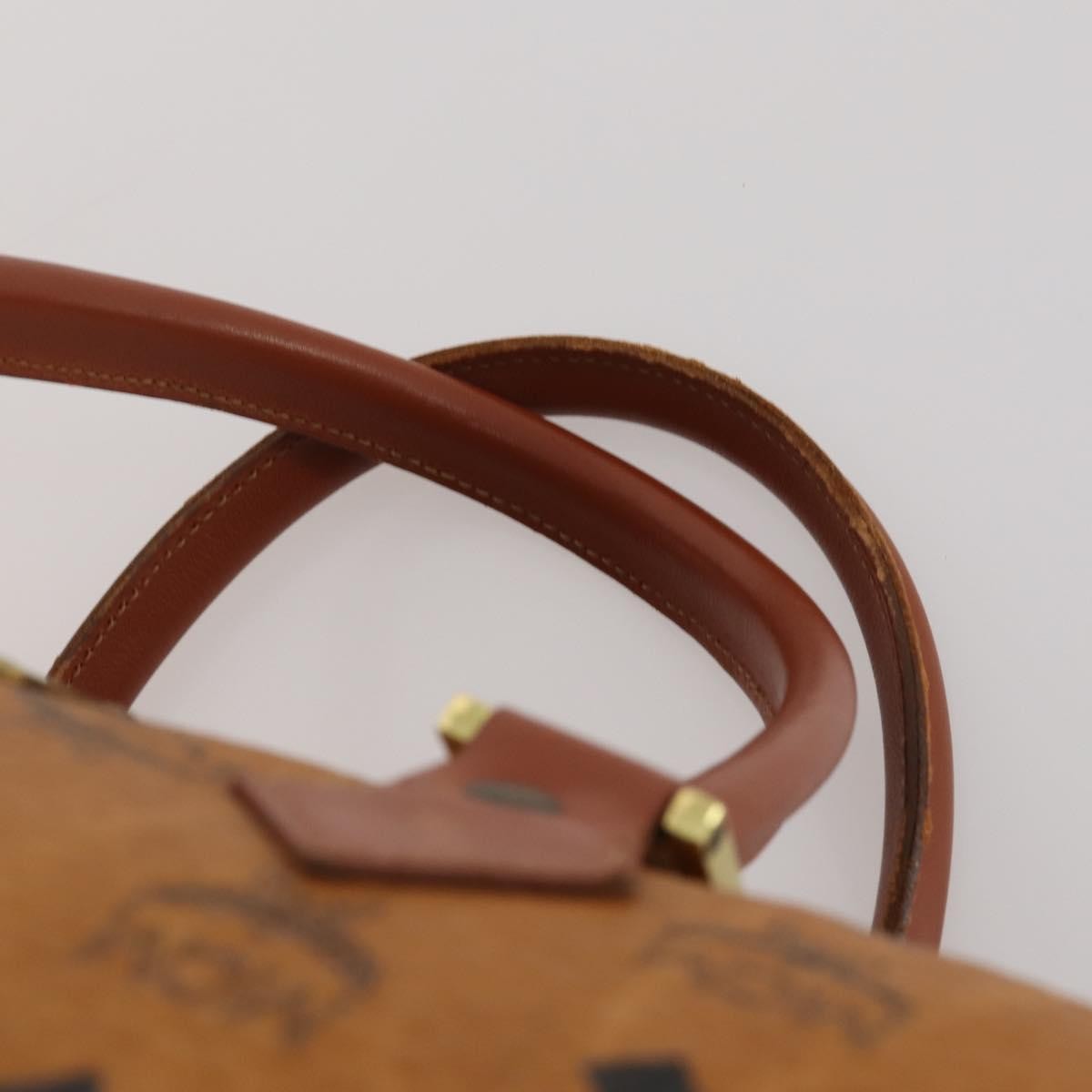 MCM Vicetos Logogram Boston Brown Leather Travel Bag Bag (Pre-Owned)
