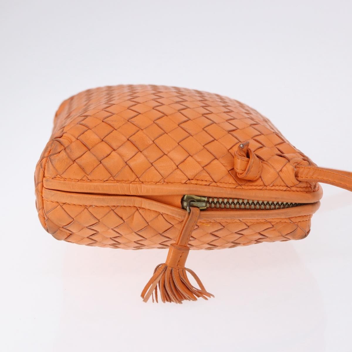 Bottega Veneta Nodini Intrecciato Nappa Orange Leather Shoulder Bag Bag (Pre-Owned)