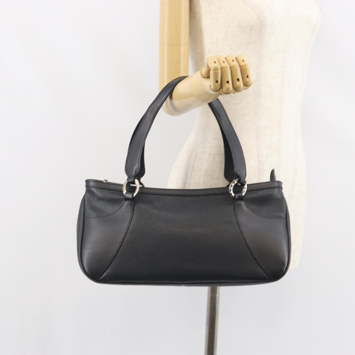 Bvlgari Handbag Leather Black Leather Handbag (Pre-Owned)