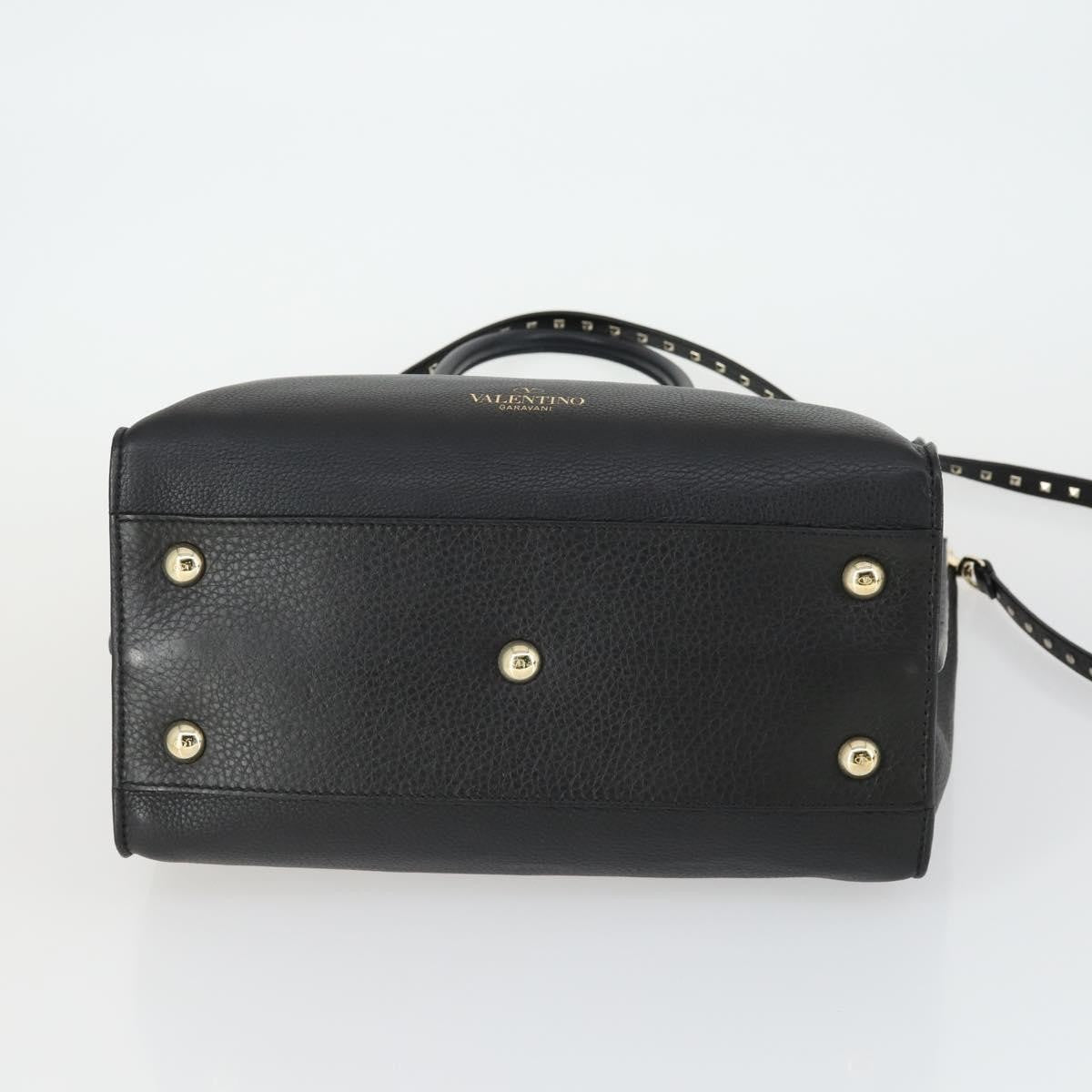 Valentino Garavani Rockstud Open Leather Black Leather Tote Bag Bag (Pre-Owned)