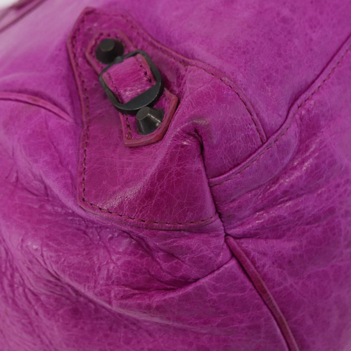 Balenciaga Classic Studs Sunday Tote Leather Purple Leather Handbag (Pre-Owned)