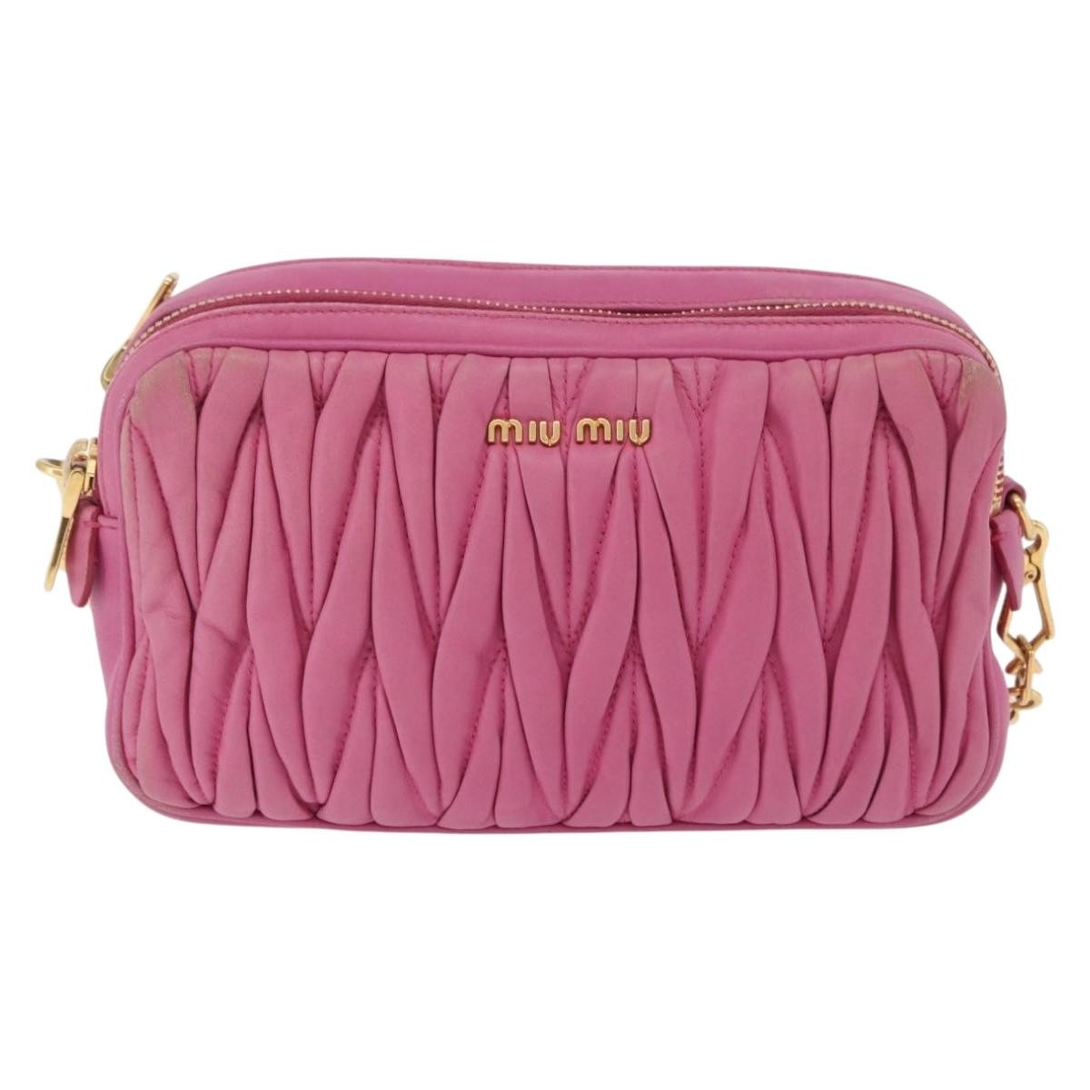 Miu Miu Tech Matelasse Leather Pink Leather Crossbody Bag Bag (Pre-Owned)