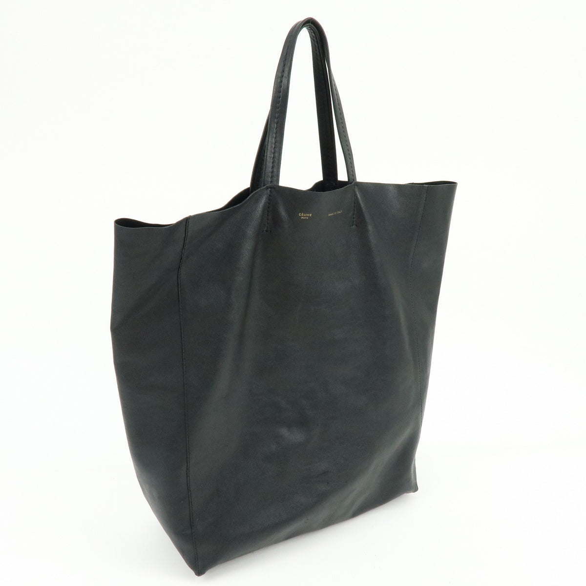 Celine Vertical Cabas Leather Black Leather Tote Bag Bag (Pre-Owned)