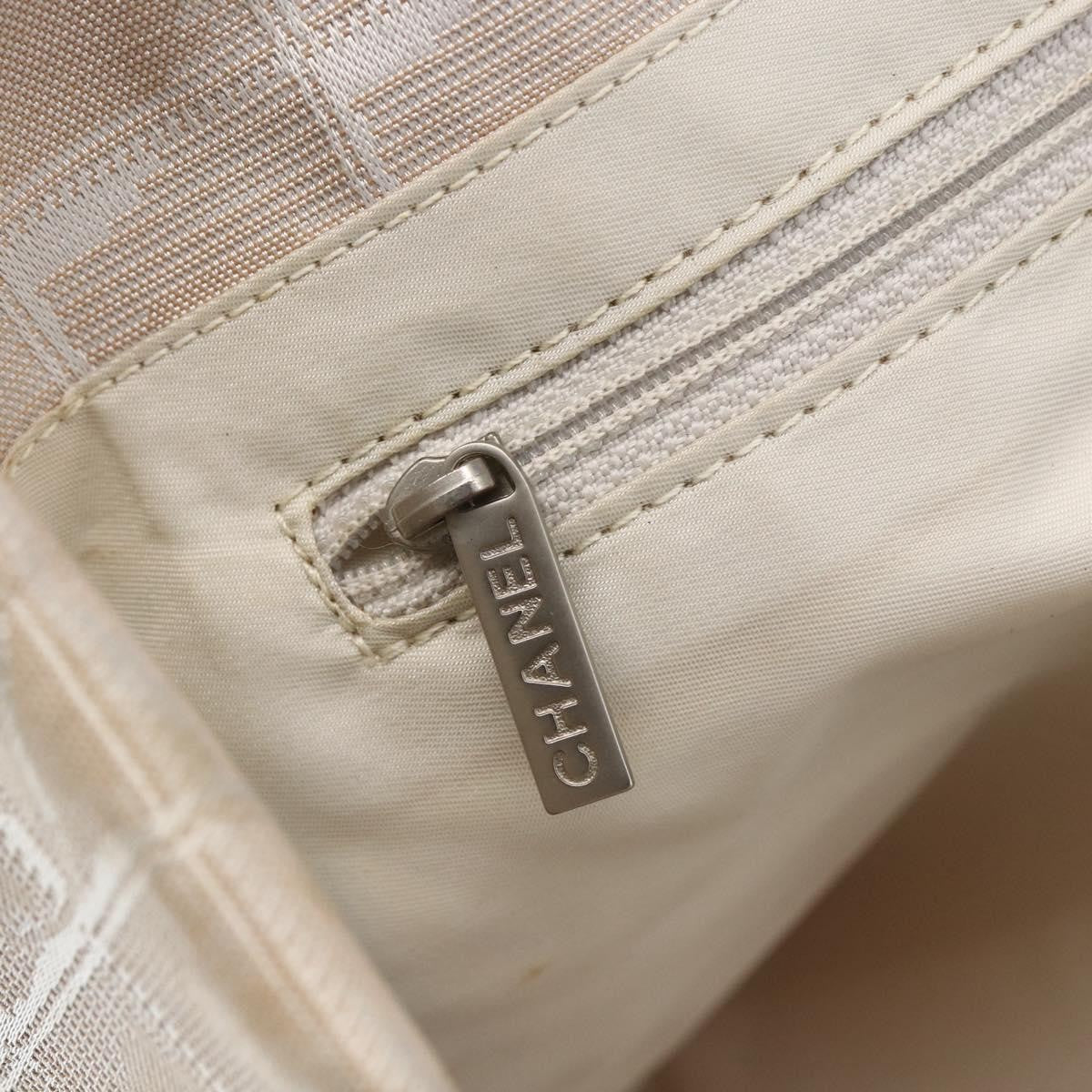 Chanel Travel Line Tote Nylon Beige Nylon Handbag (Pre-Owned)