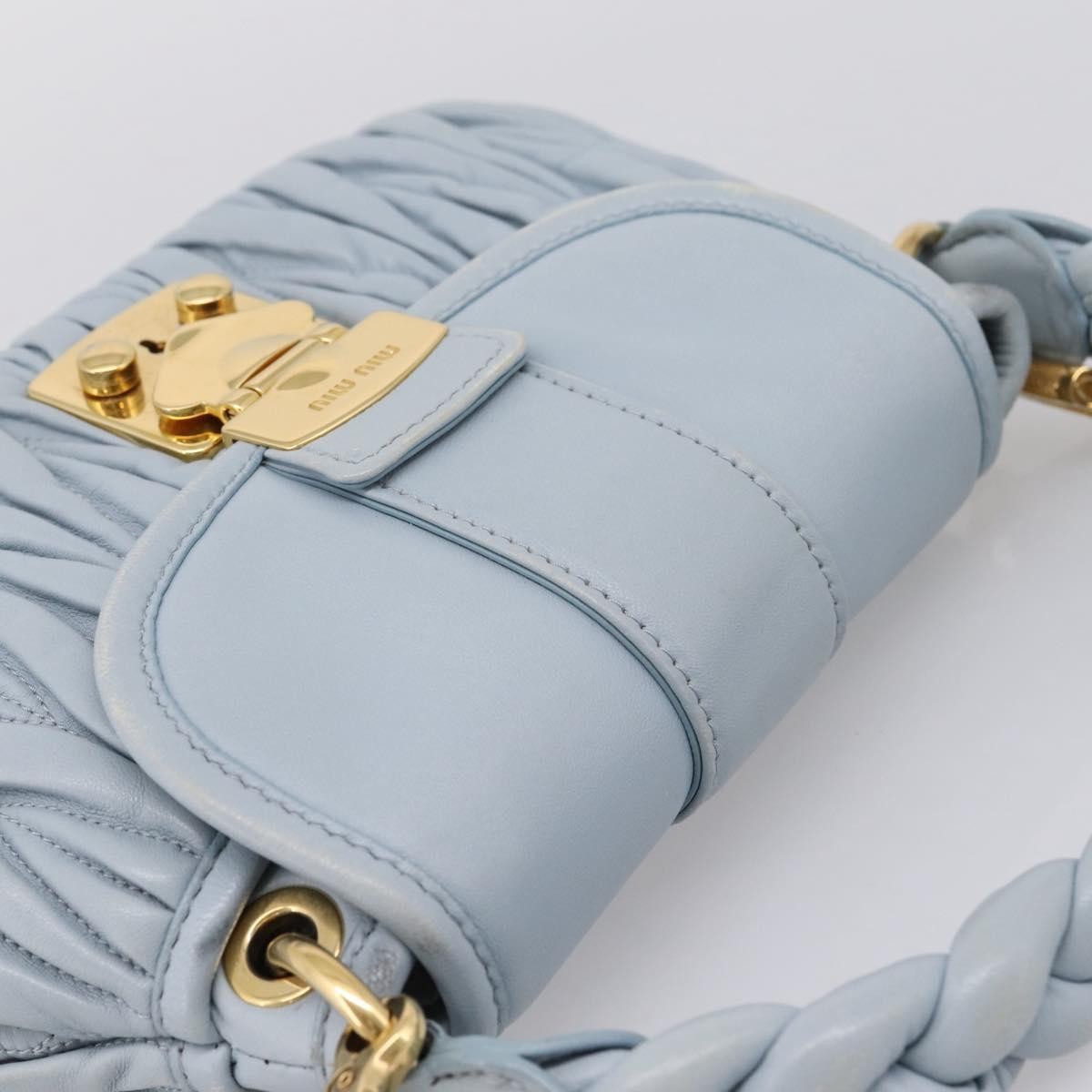 Miu Miu Coffer Hobo Matelasse Leather Blue Leather Handbag (Pre-Owned)