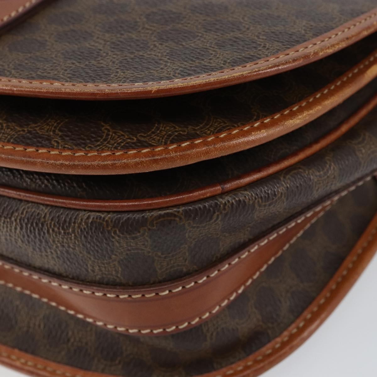 Celine Vintage Macadam Canvas And Leather Brown Canvas Shoulder Bag Bag (Pre-Owned)