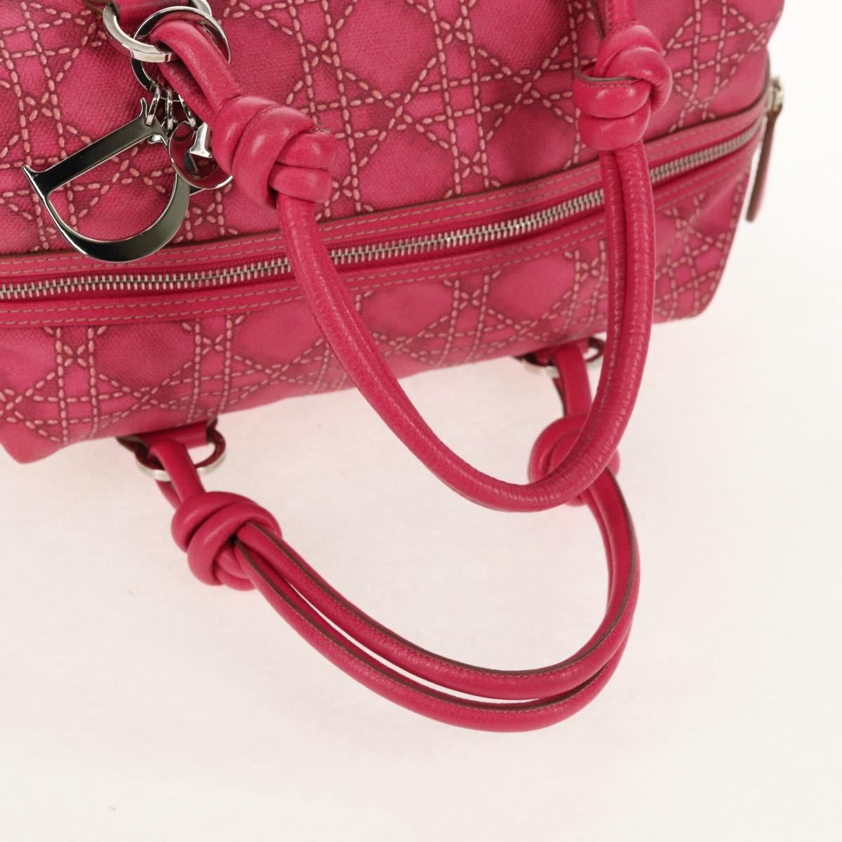 Christian Dior Cannage Canvas Pink Canvas Handbag (Pre-Owned)