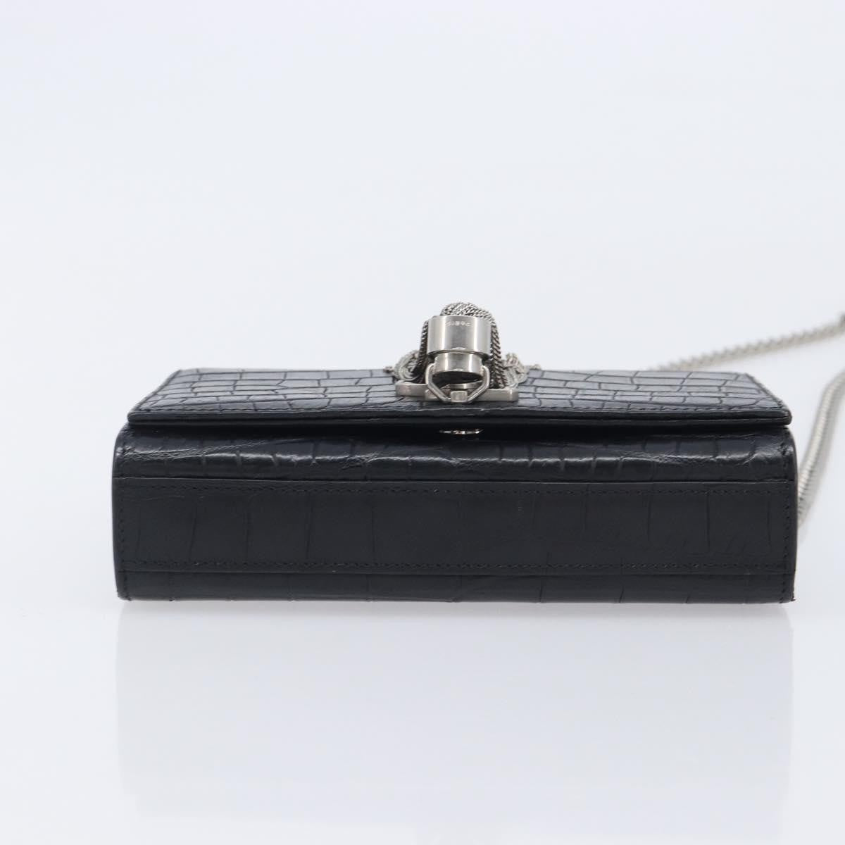 Saint Laurent Classic Monogram Tassel Chain Crocodile Embossed Leather Black Leather Crossbody Bag Bag (Pre-Owned)