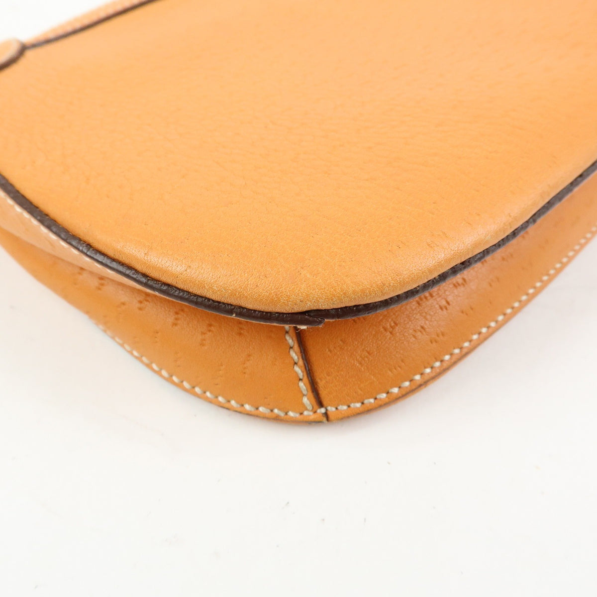 Salvatore Ferragamo Gancini Top Handle Leather Orange Leather Handbag (Pre-Owned)
