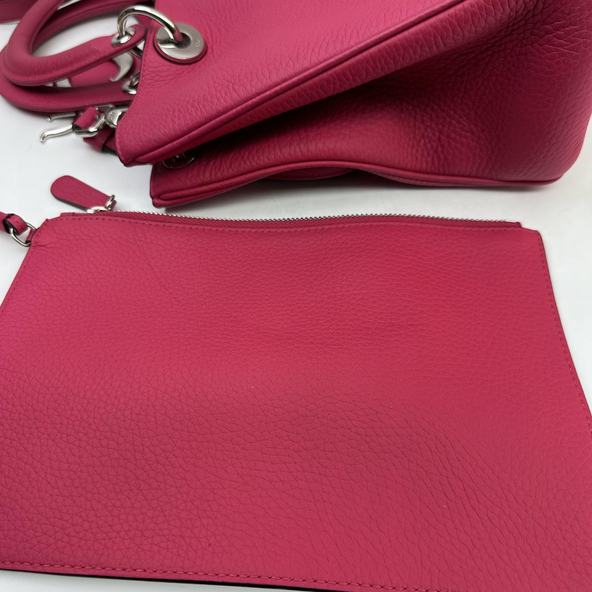 Christian Dior Diorissimo Leather With Sequins Pink Leather Tote Bag Bag (Pre-Owned)