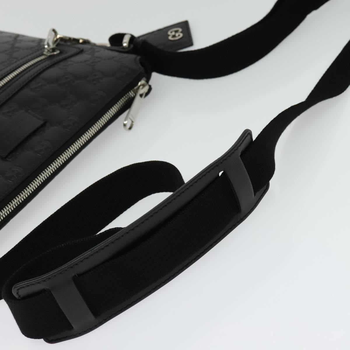 Gucci Signature Zip Messenger Guccissima Leather Black Leather Shoulder Bag Bag (Pre-Owned)
