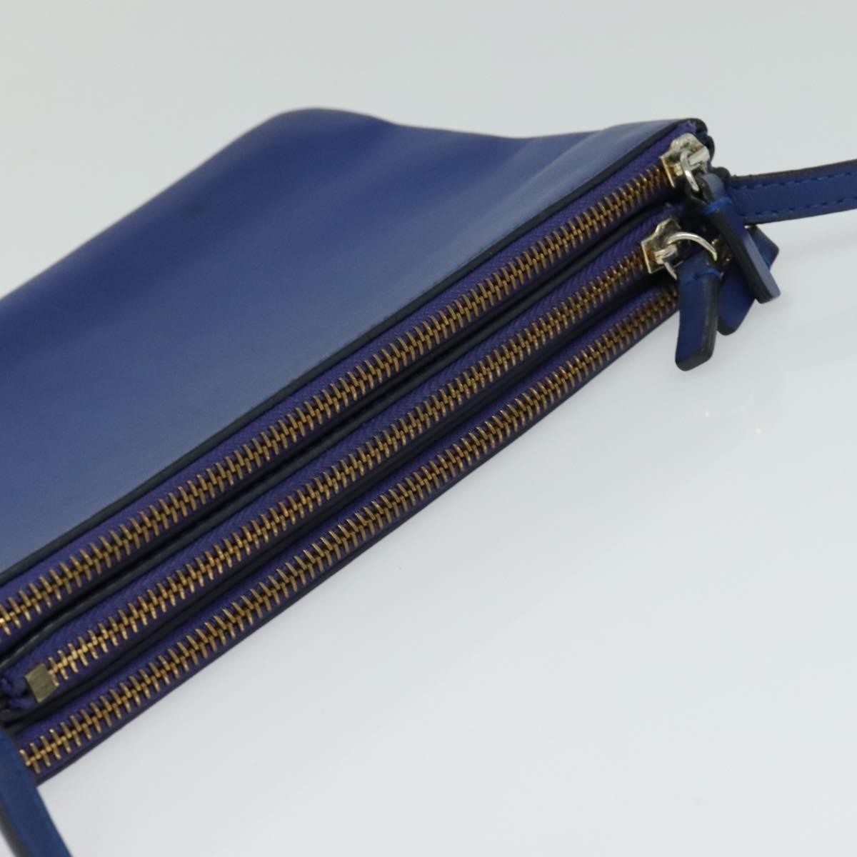 Celine Trio Leather Blue Leather Shoulder Bag Bag (Pre-Owned)