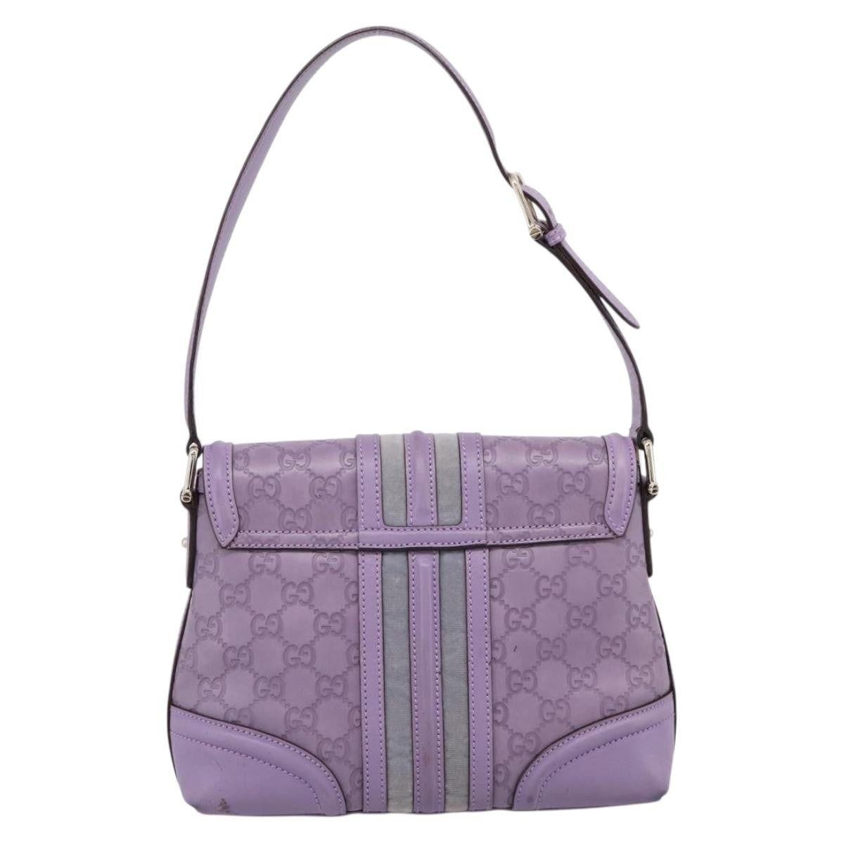 Gucci Web Flap Guccissima Purple Leather Shoulder Bag Bag (Pre-Owned)