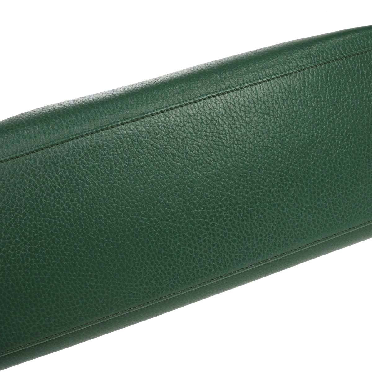 Hermes Kelly 2 Way Taurillon Clemence Green Leather Handbag (Pre-Owned)