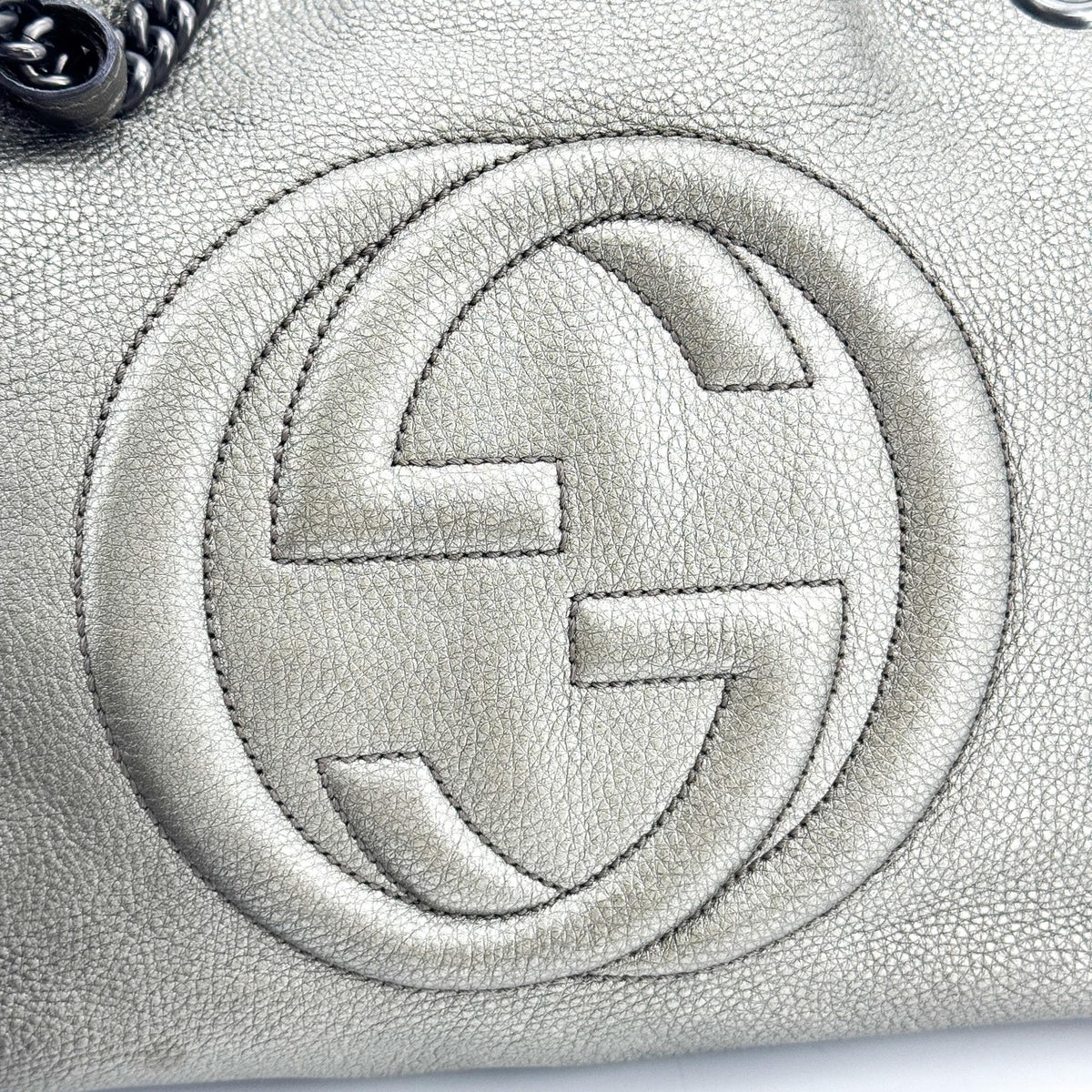 Gucci Soho Chain Strap Leather Silver Leather Shoulder Bag Bag (Pre-Owned)