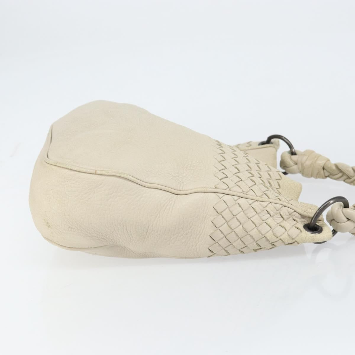 Bottega Veneta Braided Handle Hobo Embroidered Leather With Intrecciato Detail Beige Leather Shoulder Bag Bag (Pre-Owned)