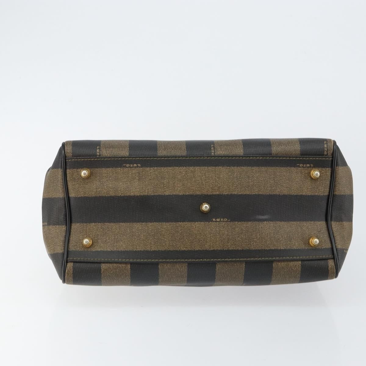 Fendi Vintage Pequin Boston Coated Canvas Black Canvas Bag (Pre-Owned)