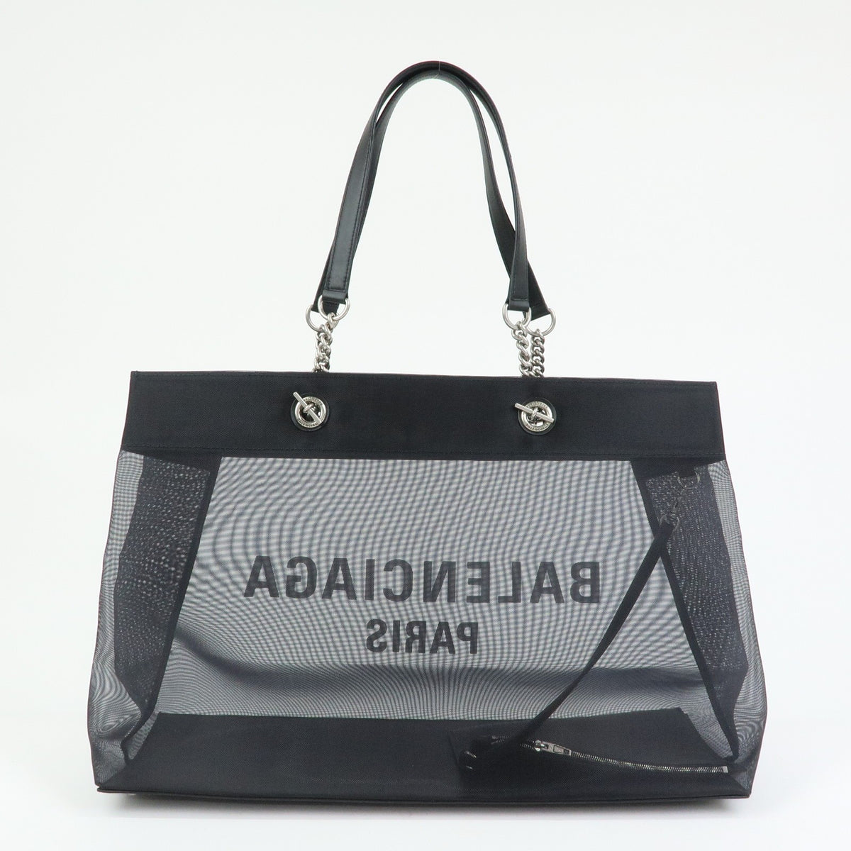 Balenciaga Duty Free Mesh With Leather Black Mesh Tote Bag Bag (Pre-Owned)