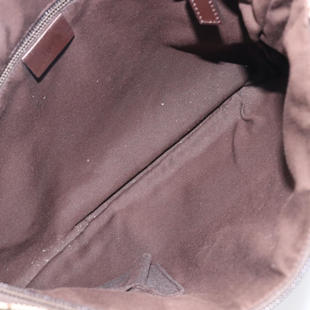Gucci Zip Messenger Gg Canvas With Perforated Leather Beige Canvas Handbag (Pre-Owned)