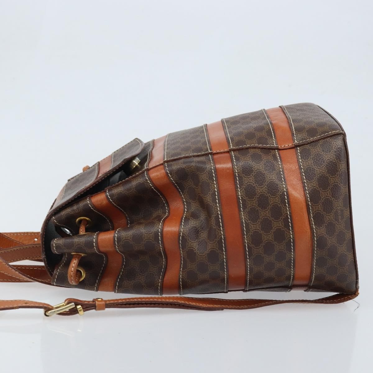 Celine Vintage Macadam Canvas And Leather Brown Canvas Backpack Bag (Pre-Owned)